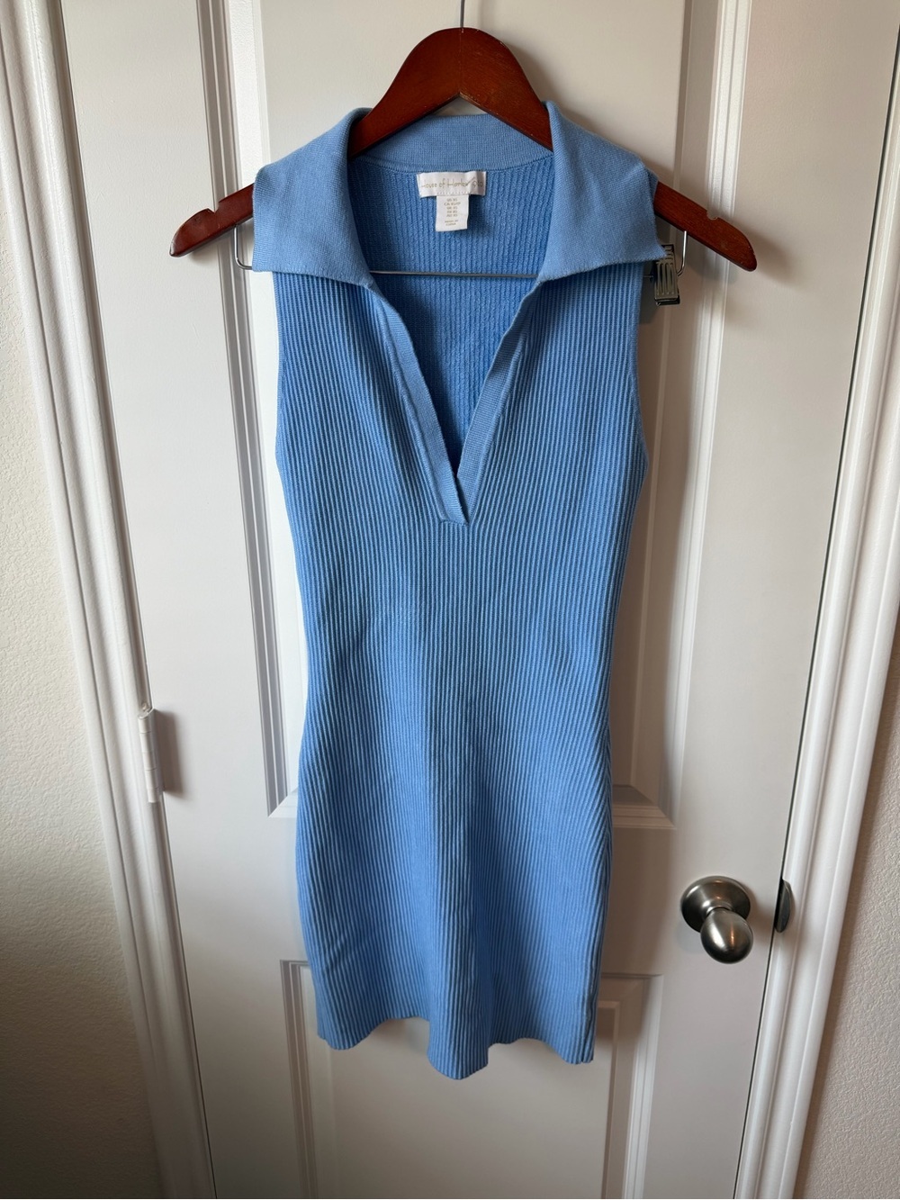 ⚡️House of Harlow 1960 Sleeveless Ribbed Polo Dress in Light Blue